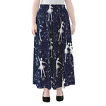 Snowflake Ballet Pattern Print Chiffon Maxi Skirt