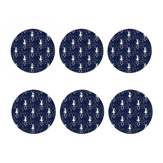Snowflake Ballet Pattern Print Coaster Set