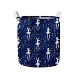 Snowflake Ballet Pattern Print Collapsible Laundry Basket