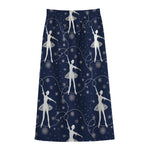 Snowflake Ballet Pattern Print Cotton Front Slit Maxi Skirt