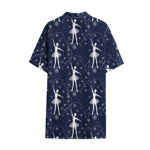 Snowflake Ballet Pattern Print Cotton Hawaiian Shirt