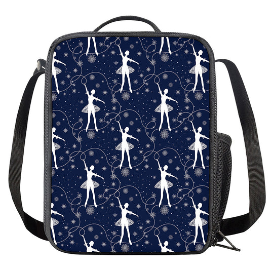Snowflake Ballet Pattern Print Crossbody Lunch Bag