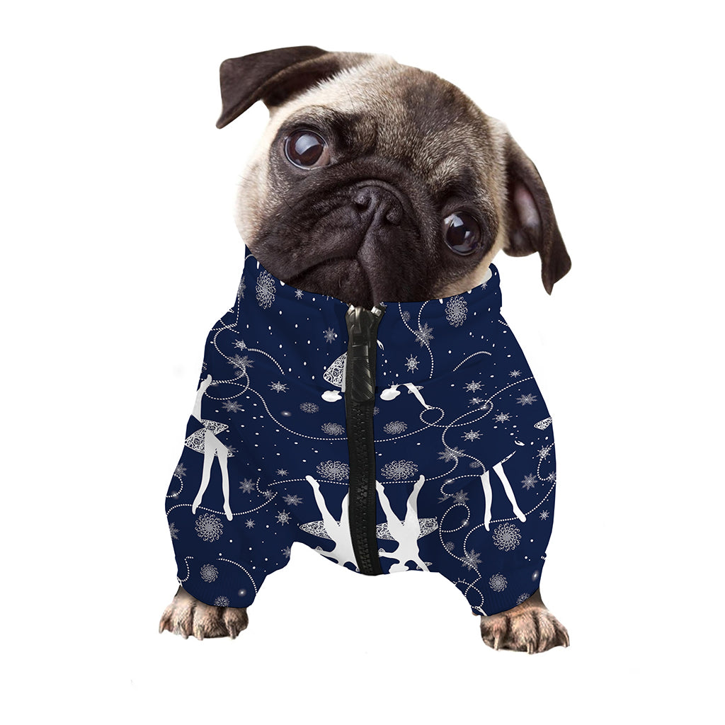 Snowflake Ballet Pattern Print Dog Zip Up Jacket