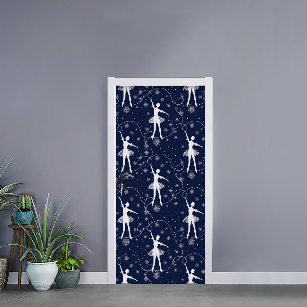 Snowflake Ballet Pattern Print Door Sticker