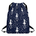 Snowflake Ballet Pattern Print Drawstring Backpack