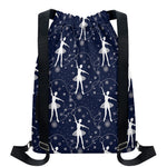Snowflake Ballet Pattern Print Drawstring Backpack