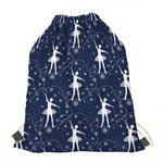 Snowflake Ballet Pattern Print Drawstring Bag