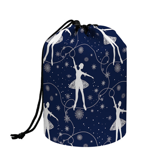 Snowflake Ballet Pattern Print Drawstring Makeup Bag