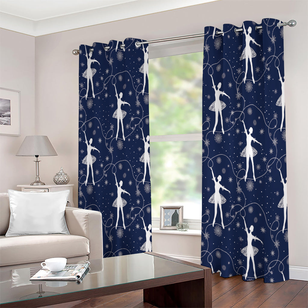 Snowflake Ballet Pattern Print Extra Wide Grommet Curtains