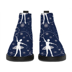 Snowflake Ballet Pattern Print Flat Ankle Boots