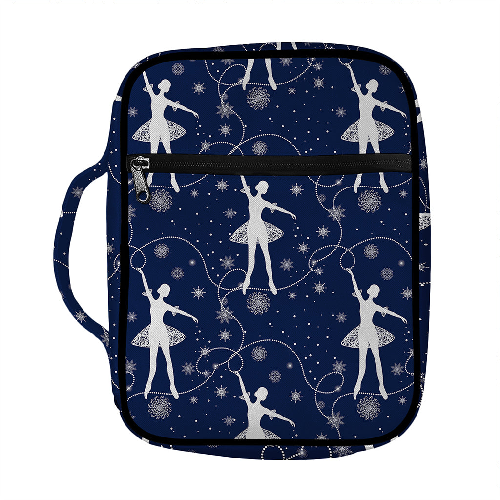 Snowflake Ballet Pattern Print Front Pocket Bible Bag