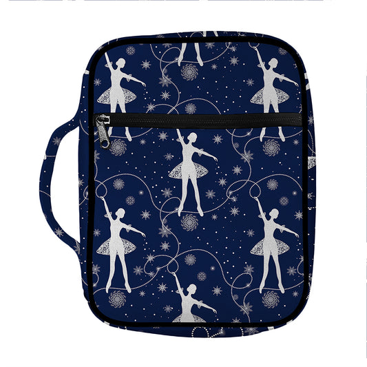 Snowflake Ballet Pattern Print Front Pocket Bible Bag