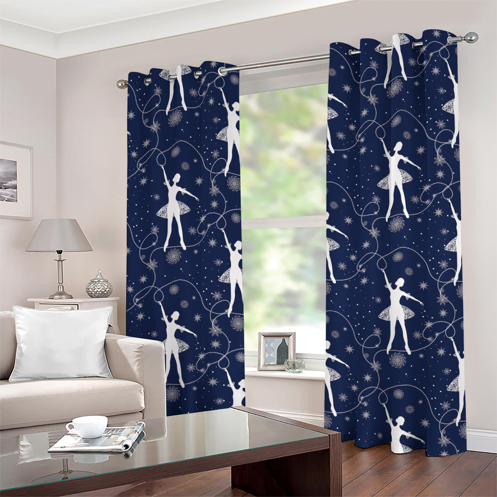 Snowflake Ballet Pattern Print Grommet Curtains