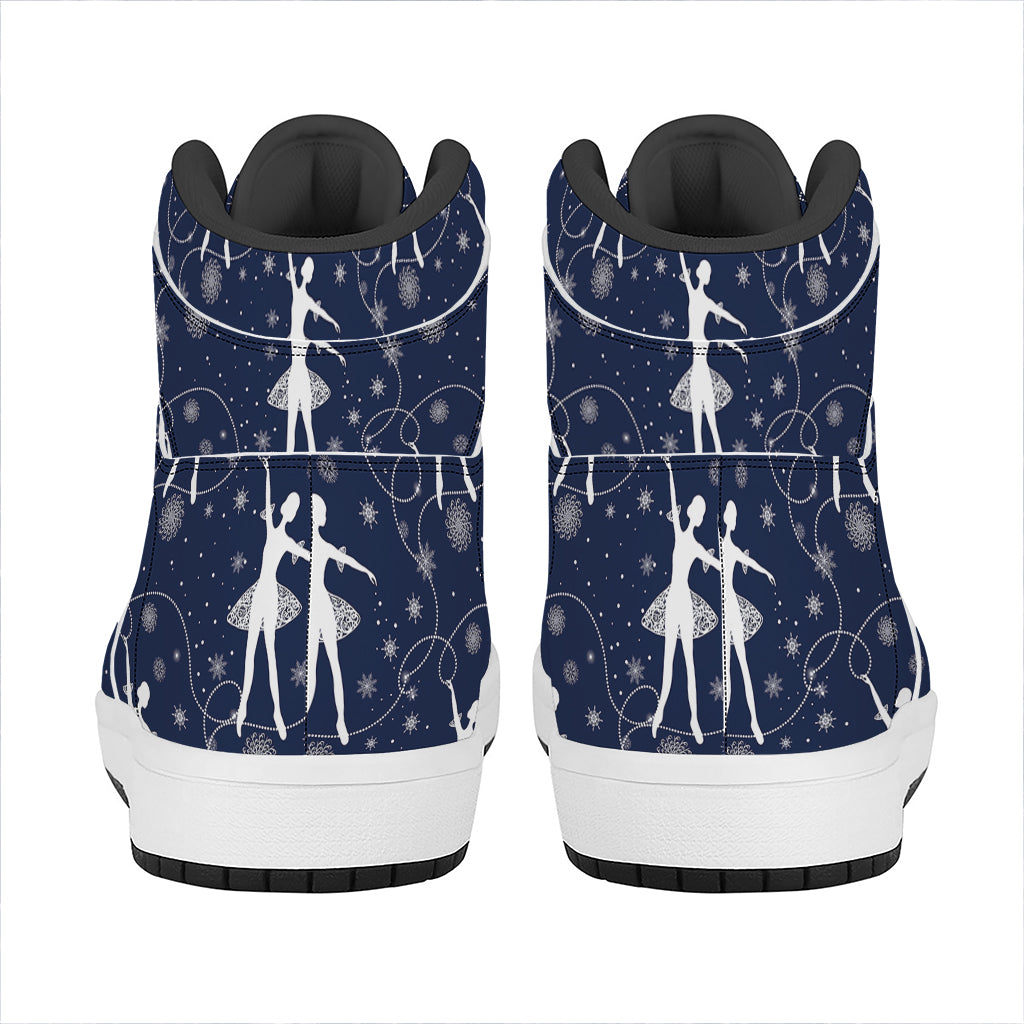 Snowflake Ballet Pattern Print High Top Leather Sneakers