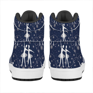 Snowflake Ballet Pattern Print High Top Leather Sneakers