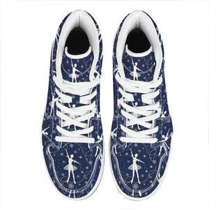 Snowflake Ballet Pattern Print High Top Leather Sneakers