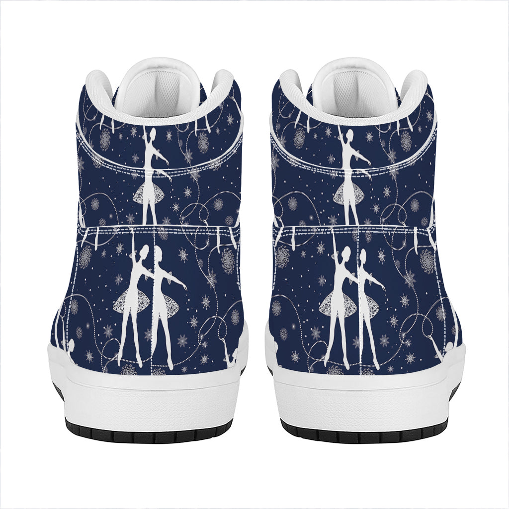 Snowflake Ballet Pattern Print High Top Leather Sneakers