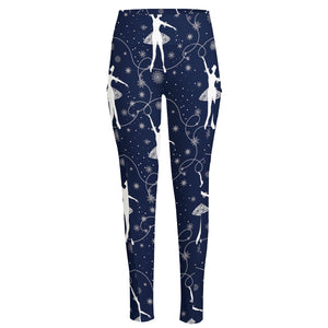 Snowflake Ballet Pattern Print High-Waisted Pocket Leggings