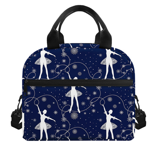 Snowflake Ballet Pattern Print Insulated Lunch Bag