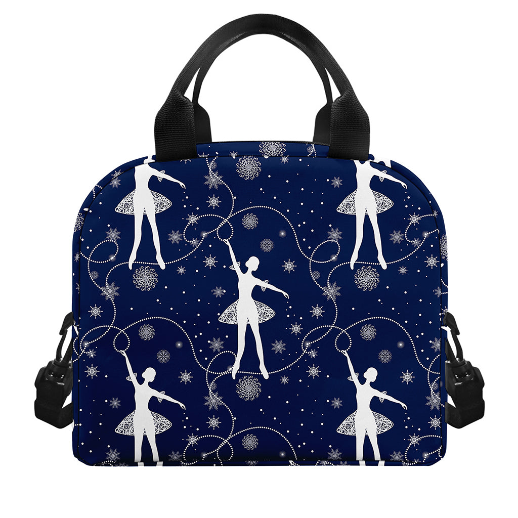 Snowflake Ballet Pattern Print Insulated Lunch Bag