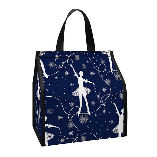 Snowflake Ballet Pattern Print Insulated Lunch Tote
