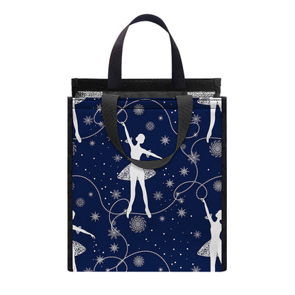 Snowflake Ballet Pattern Print Insulated Lunch Tote