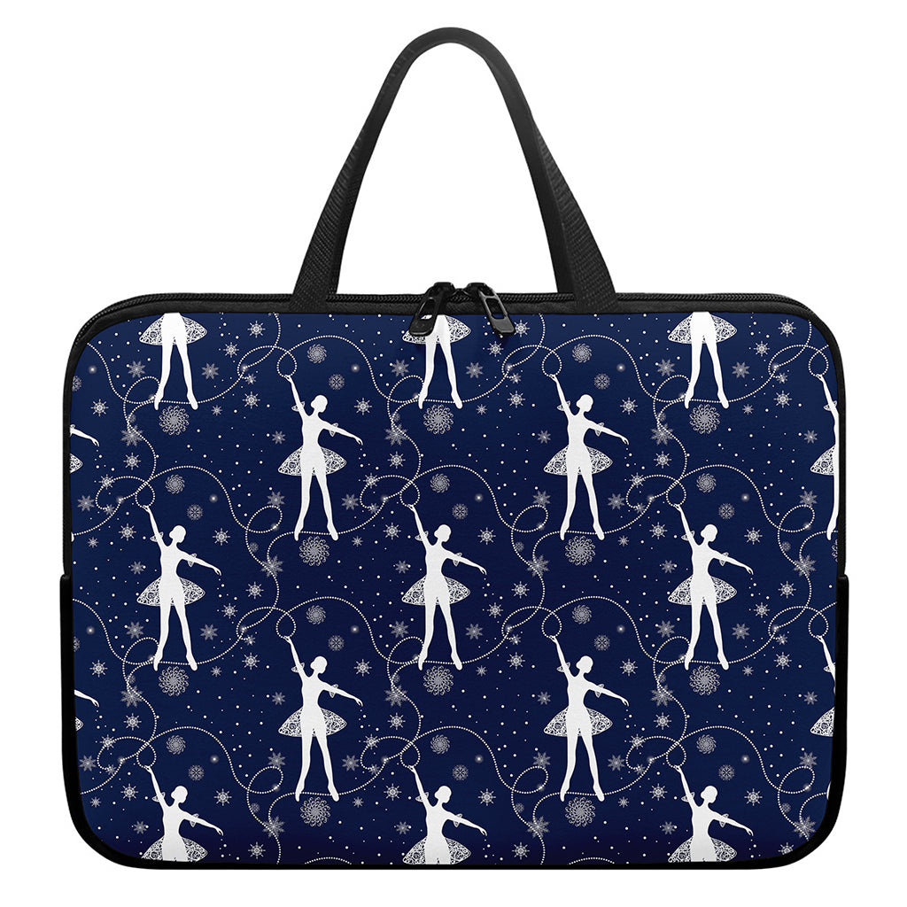 Snowflake Ballet Pattern Print Laptop Sleeve With Handle