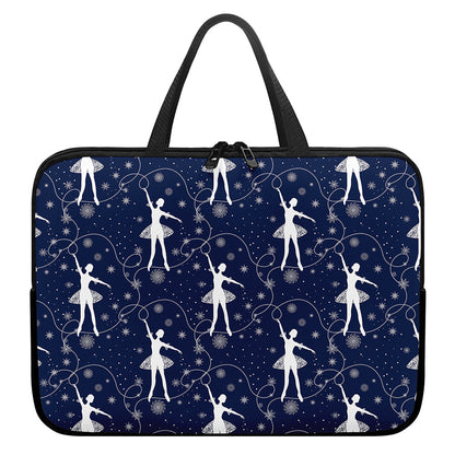 Snowflake Ballet Pattern Print Laptop Sleeve With Handle