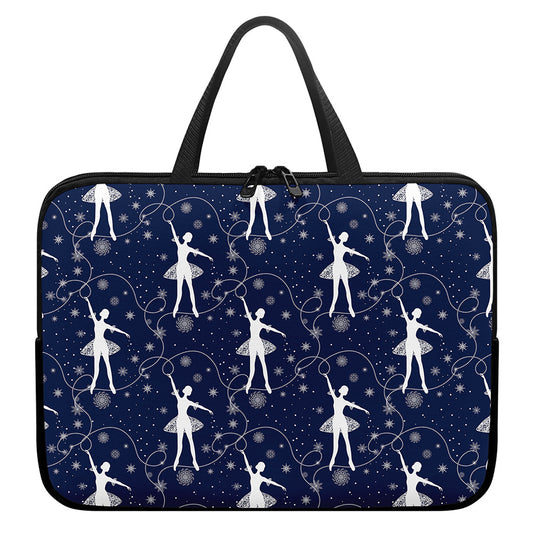 Snowflake Ballet Pattern Print Laptop Sleeve With Handle