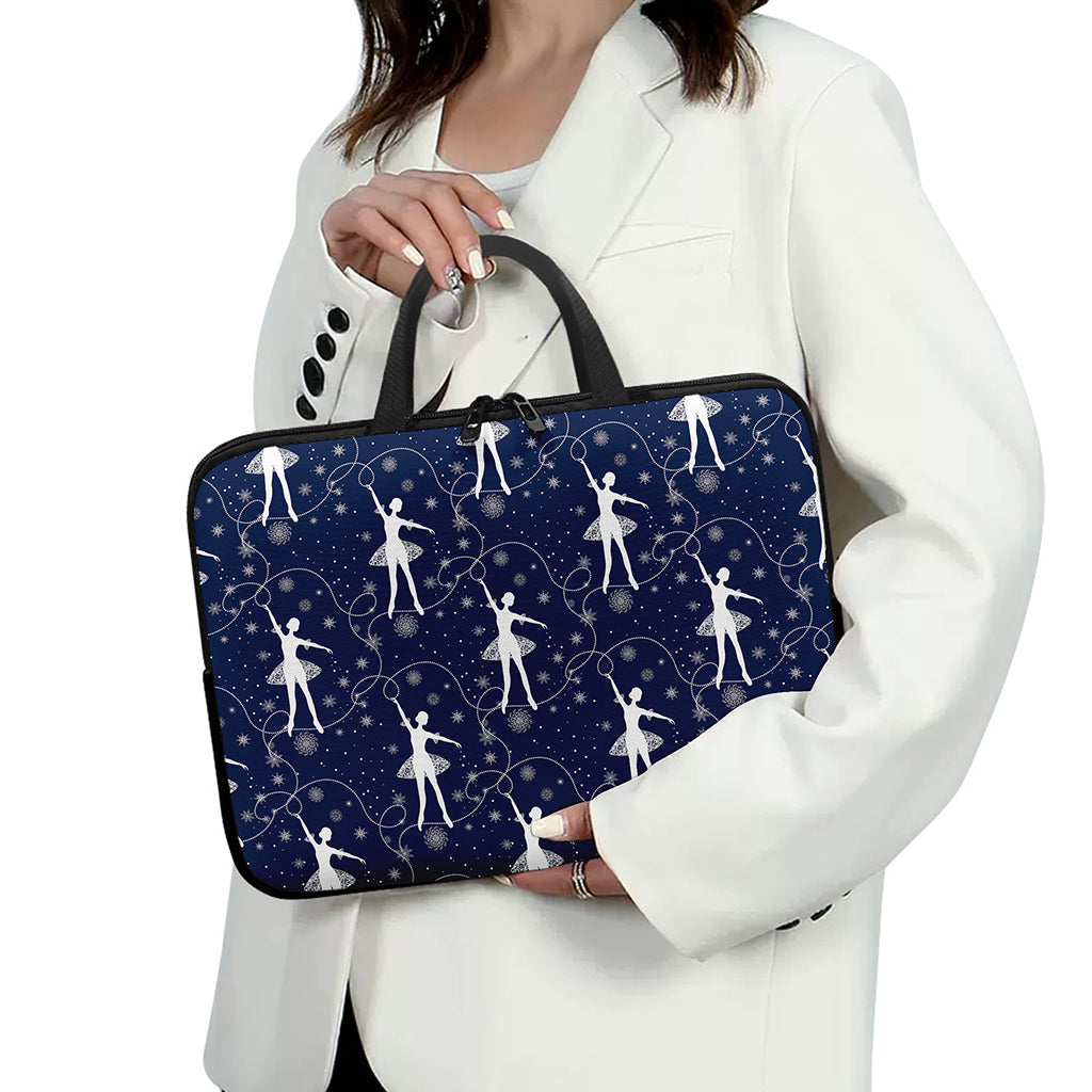 Snowflake Ballet Pattern Print Laptop Sleeve With Handle