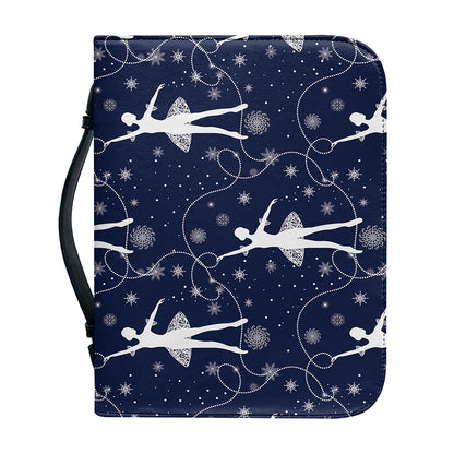 Snowflake Ballet Pattern Print Leather Bible Cover
