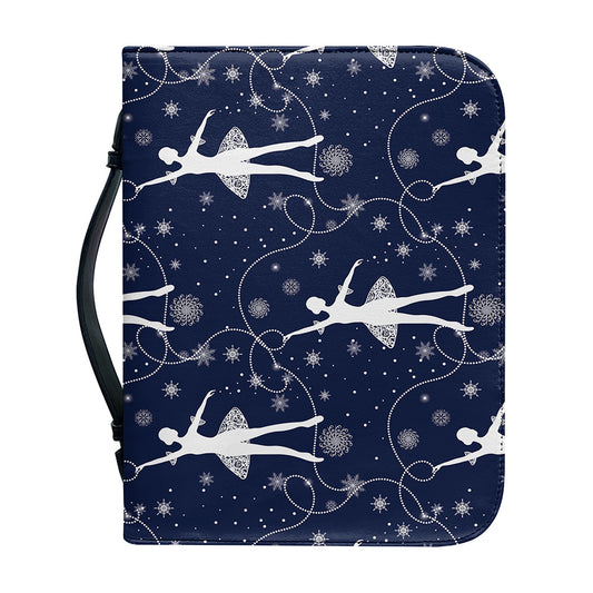 Snowflake Ballet Pattern Print Leather Bible Cover