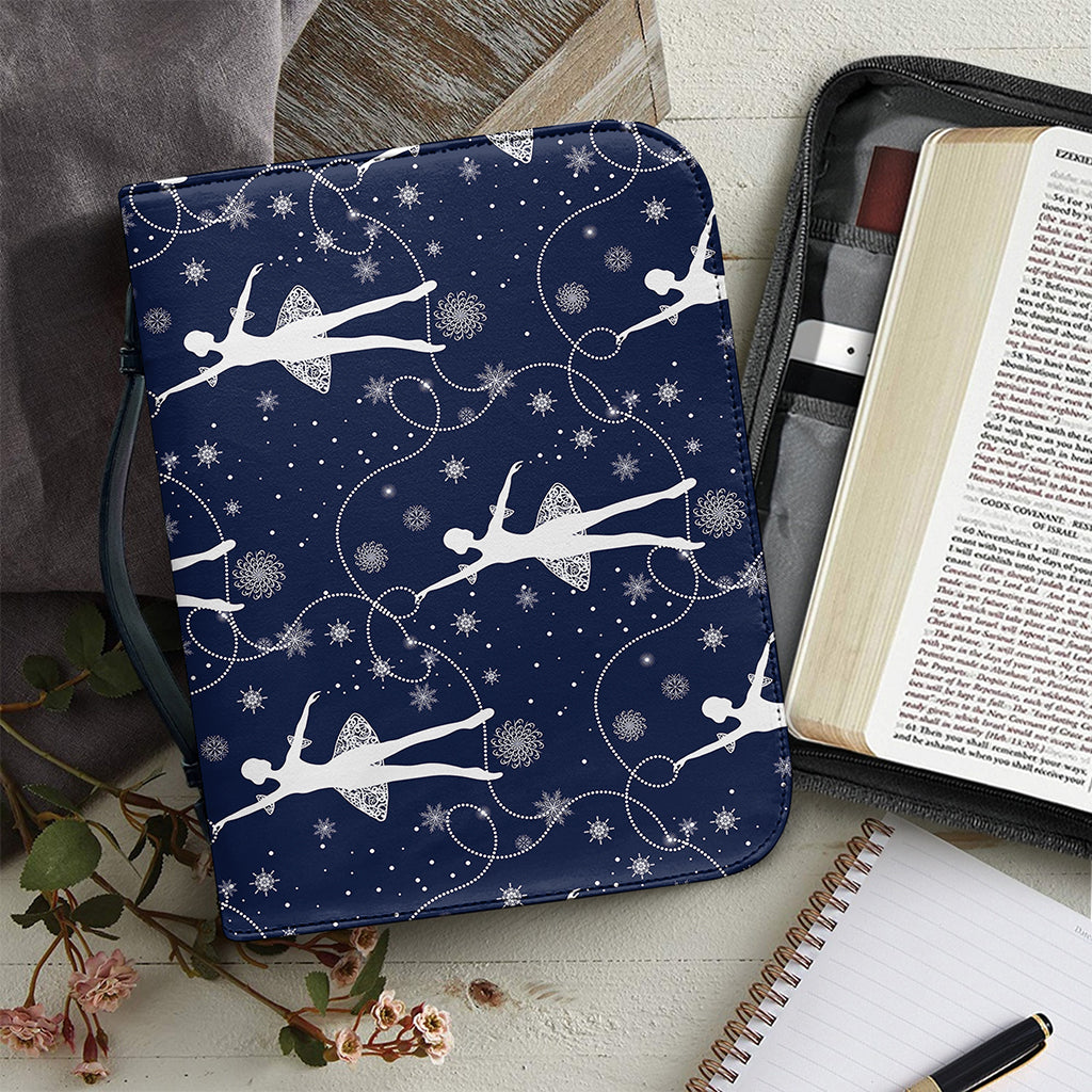 Snowflake Ballet Pattern Print Leather Bible Cover