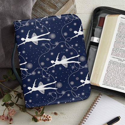 Snowflake Ballet Pattern Print Leather Bible Cover