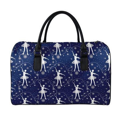 Snowflake Ballet Pattern Print Leather Duffle Bag