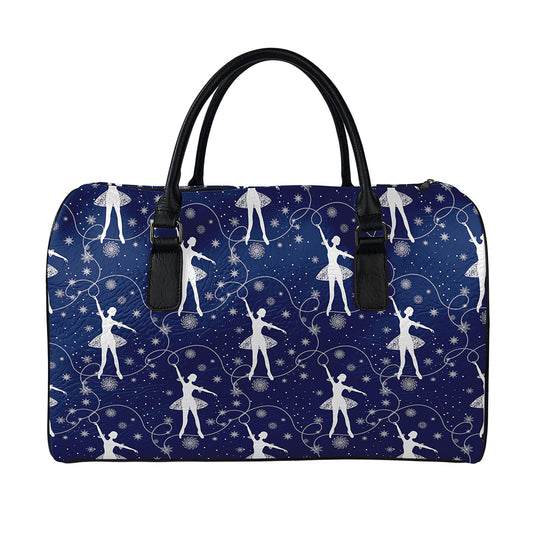 Snowflake Ballet Pattern Print Leather Duffle Bag