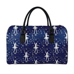 Snowflake Ballet Pattern Print Leather Duffle Bag