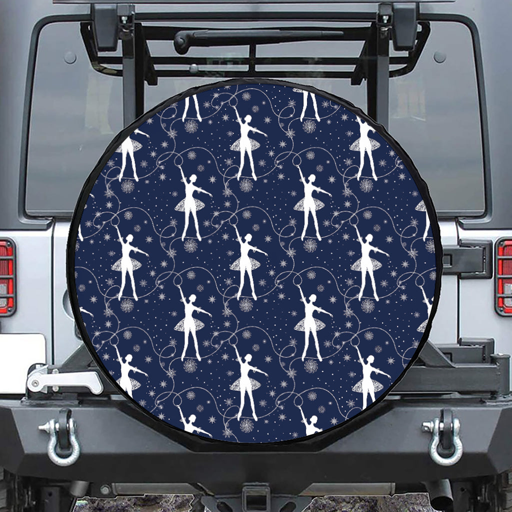 Snowflake Ballet Pattern Print Leather Spare Tire Cover
