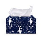 Snowflake Ballet Pattern Print Leather Tissue Box Cover