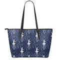 Snowflake Ballet Pattern Print Leather Tote Bag With Zipper