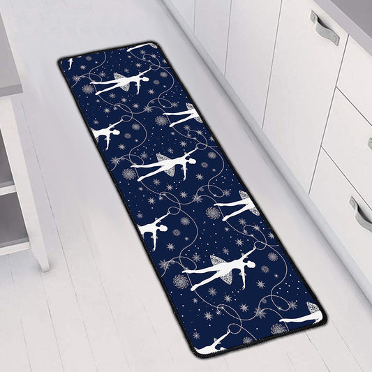 Snowflake Ballet Pattern Print Long Kitchen Mat