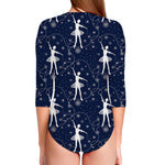 Snowflake Ballet Pattern Print Long Sleeve Swimsuit