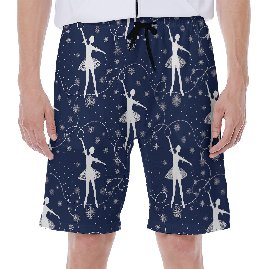 Snowflake Ballet Pattern Print Men's Beach Shorts