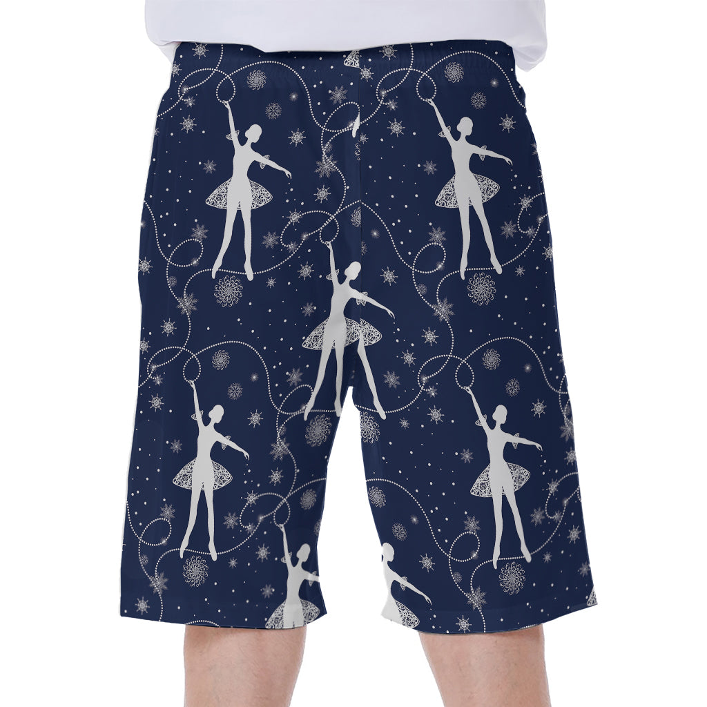 Snowflake Ballet Pattern Print Men's Beach Shorts