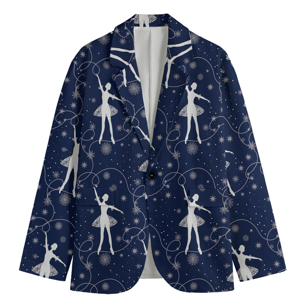 Snowflake Ballet Pattern Print Men's Blazer