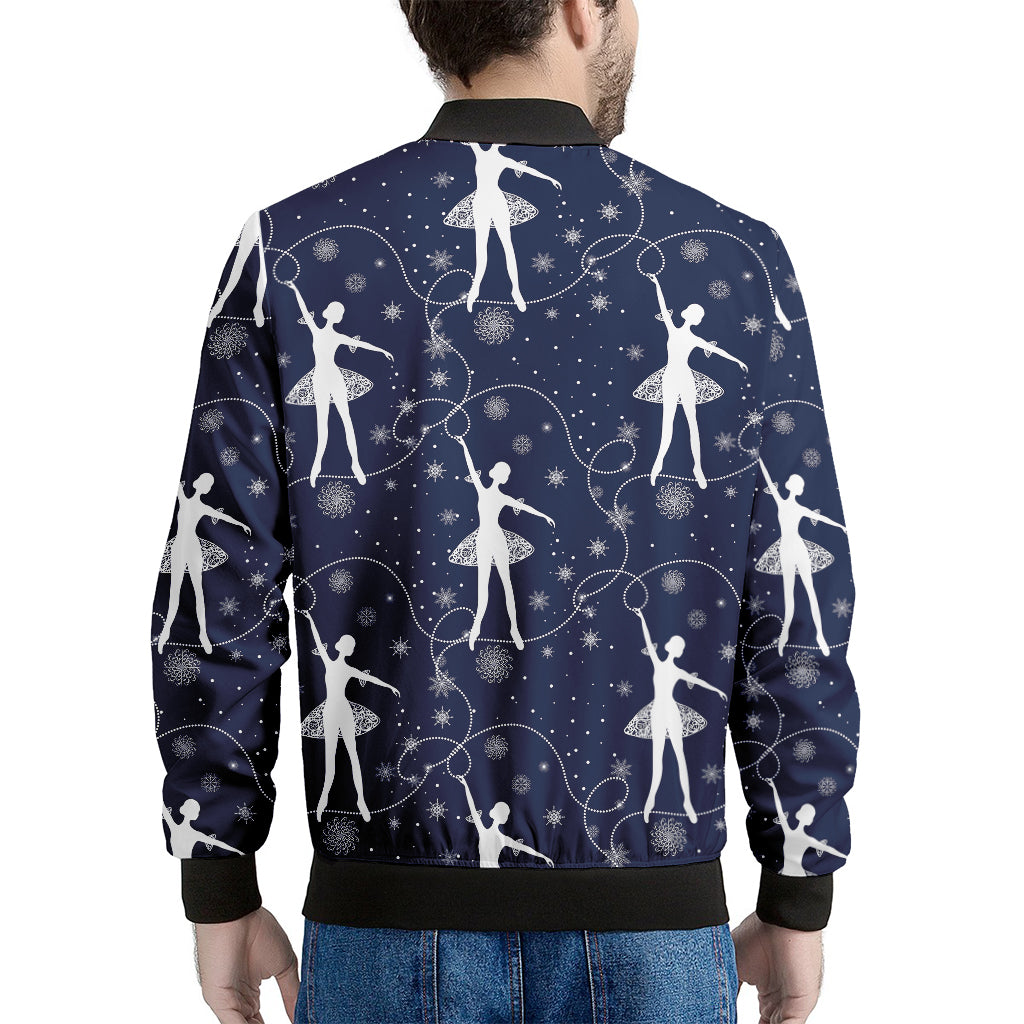 Snowflake Ballet Pattern Print Men's Bomber Jacket