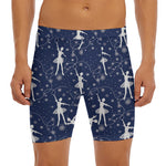 Snowflake Ballet Pattern Print Men's Long Boxer Briefs