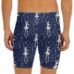 Snowflake Ballet Pattern Print Men's Long Boxer Briefs