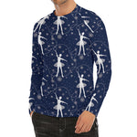 Snowflake Ballet Pattern Print Men's Long Sleeve Rash Guard