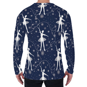 Snowflake Ballet Pattern Print Men's Long Sleeve T-Shirt